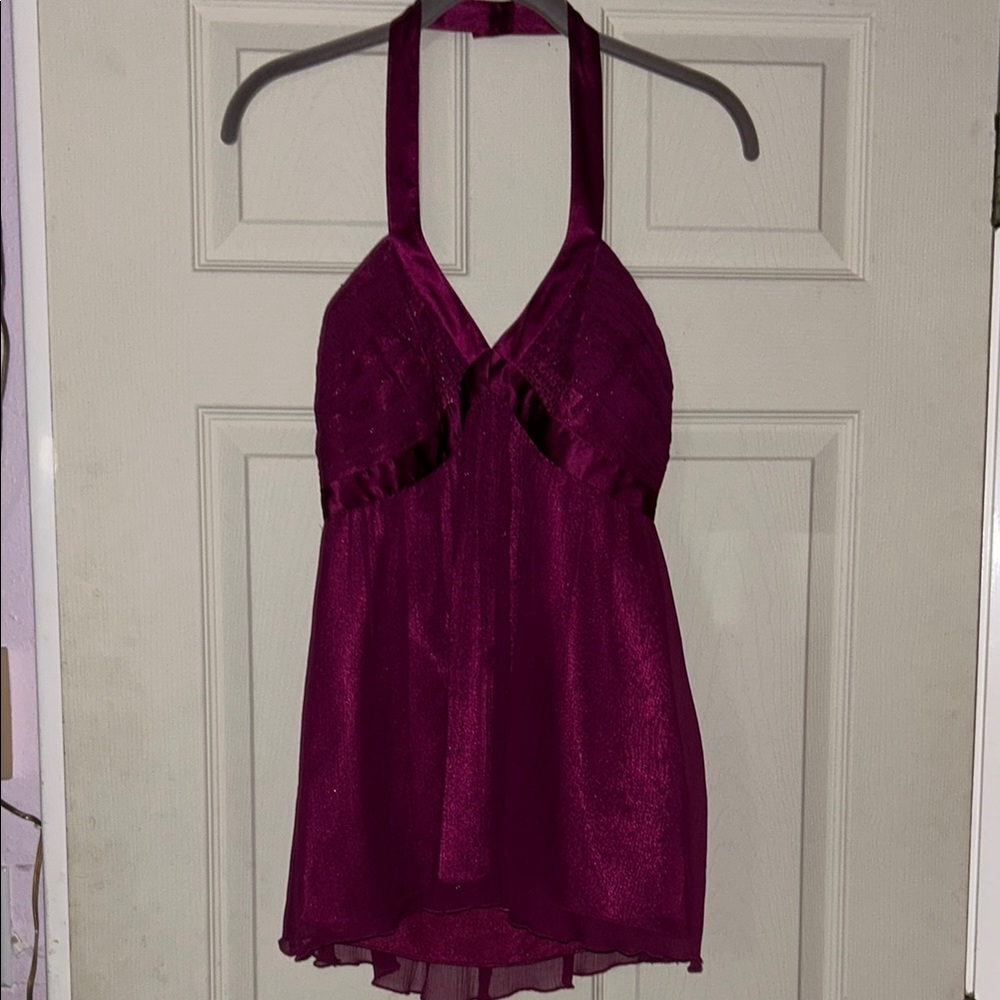 Elegant Halter Neck Dress in Deep Purple